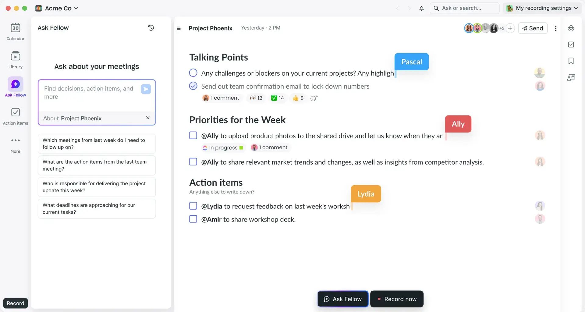 Fellow AI meeting summaries review